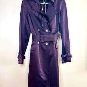Lia Kes Elegant Purple Double-Breasted Trench Dress